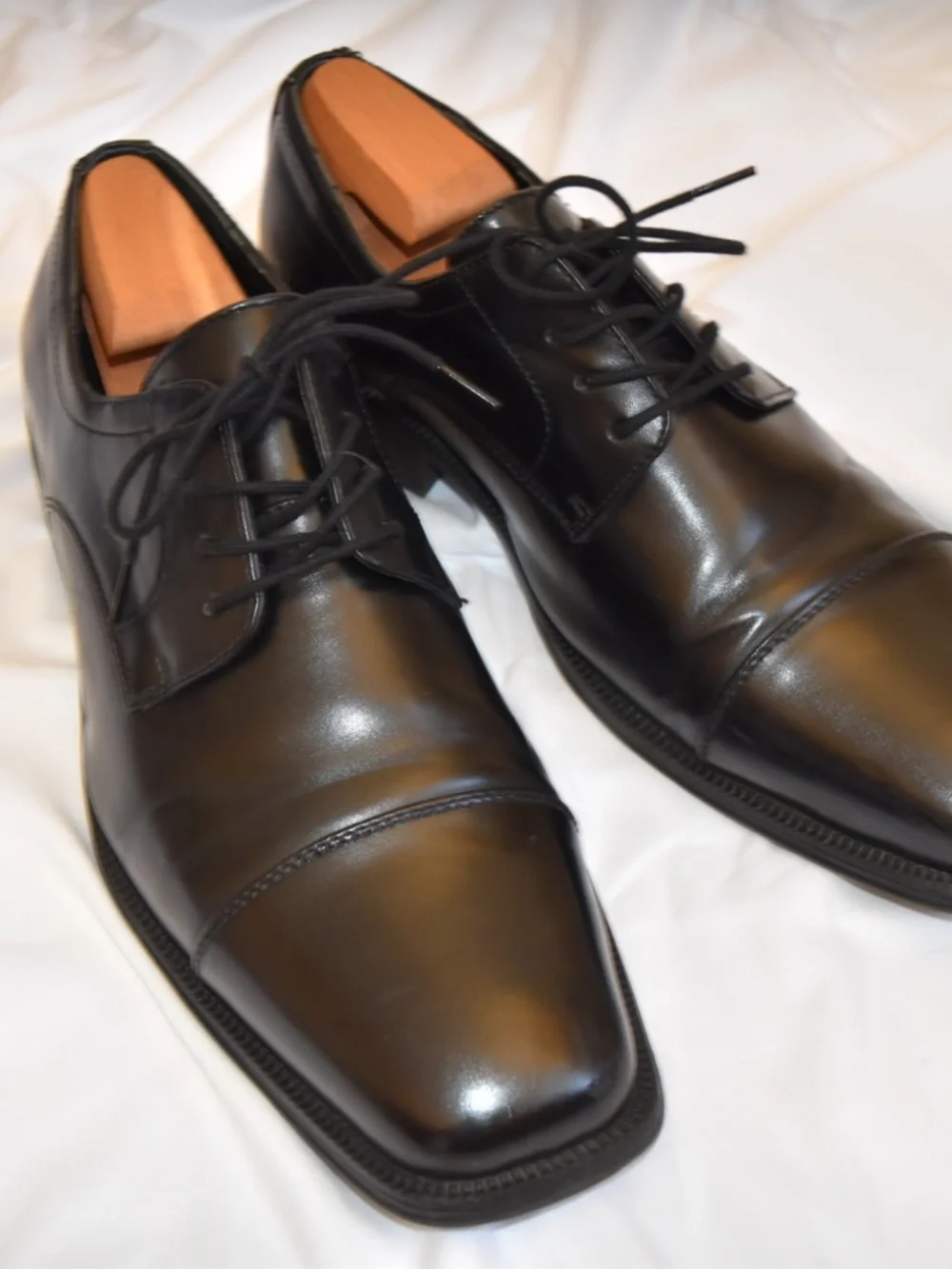 Cap toe all leather dress shoes